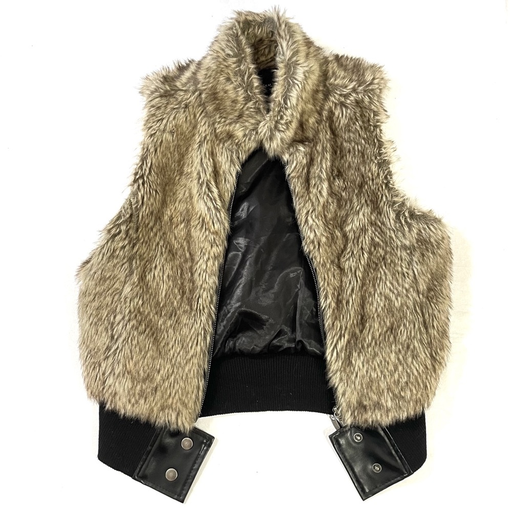 Ashley Brown Fur Mock Neck Vest